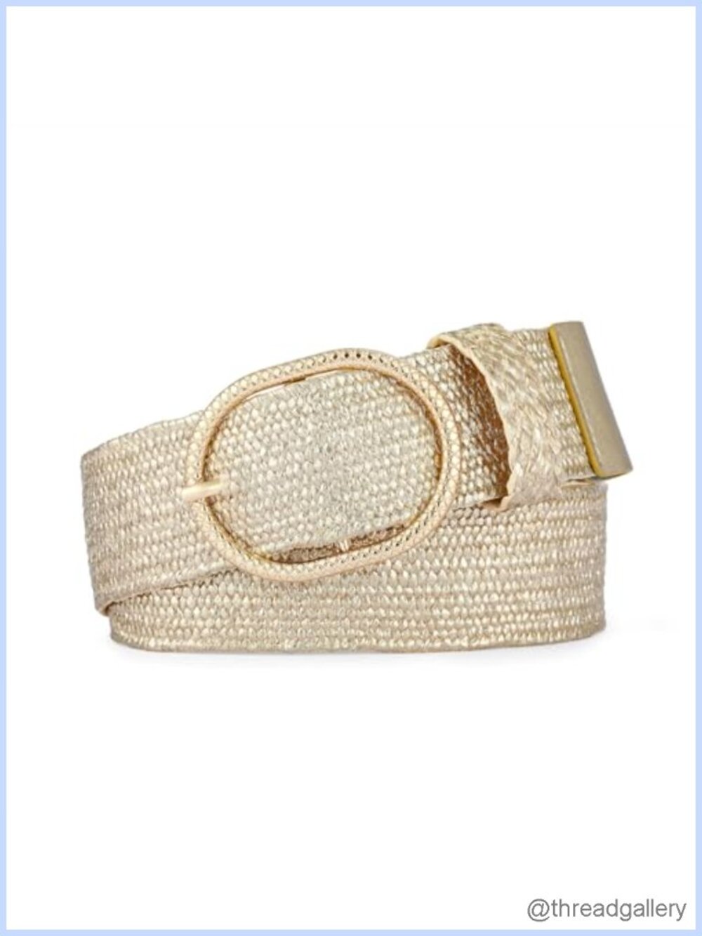 Braided Straw Woven Elastic Waist Belt Gold Alloy Buckle Women's
